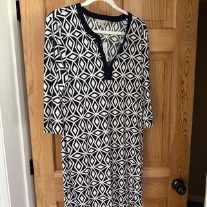Banana Republic Navy and White Geometric Dress